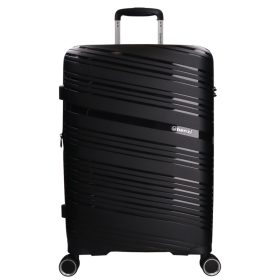   Benzi Malaga 5904 M fekete közepes méretű bővíthető bőrönd