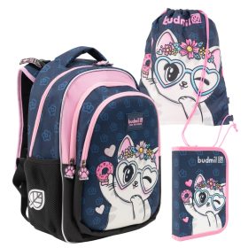 Budmil cicás elsős iskolatáska szett