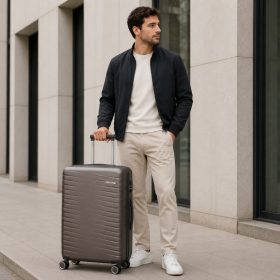 Benzi 5909 L bronz nagy méretű bővíthető bőrönd