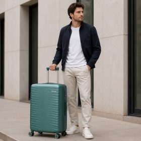 Benzi 5909 L zöld nagy méretű bővíthető bőrönd