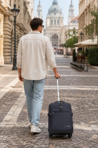 Travelite Kick Off 6922-04 antracit gurulós bővíthető kabinhátizsák
