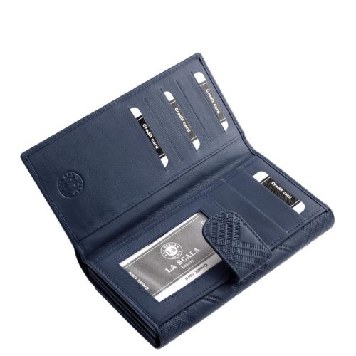 La Scala MMG-155 kék bőr női pénztárca