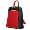 Olasz bőr 5602 fekete piros női hátizsák