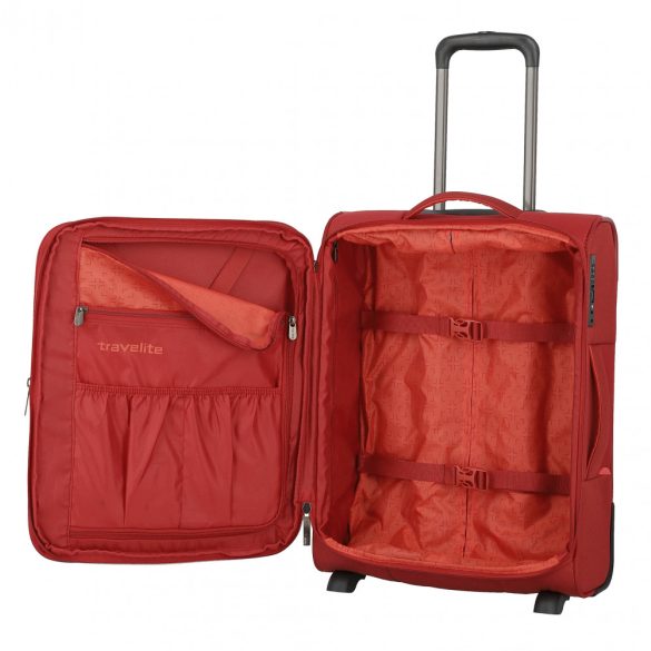 Bőrönd TRAVELITE Capri S piros 2 kerekű kabin méret
