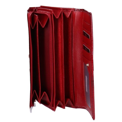 Kroko Mander J11-021 piros hátul kártyatartós lakk bőr női pénztárca