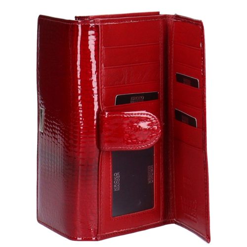 Kroko Mander J11-021 piros hátul kártyatartós lakk bőr női pénztárca