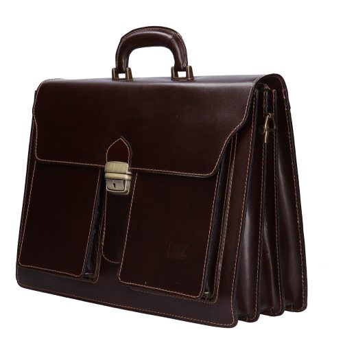 Aktatáska 1738 Bőr 3 rekeszes sötét barna nagy zseb