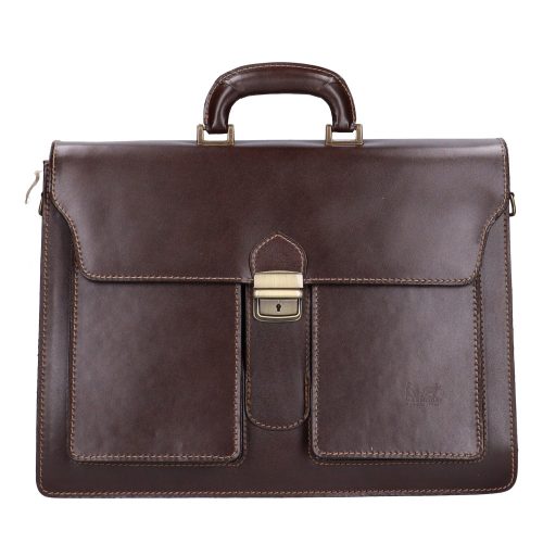 Aktatáska 1738 Bőr 3 rekeszes sötét barna nagy zseb
