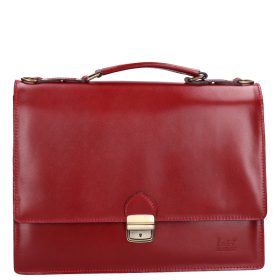 Divatos 1725 bőr 2 rekeszes piros közepes aktatáska