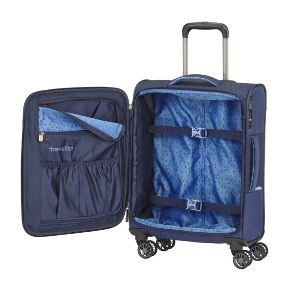 Bőrönd TRAVELITE Capri S kék 4 kerekű kabin méret