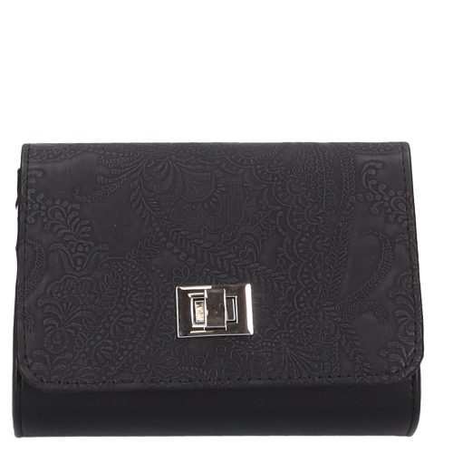 Táska Karen D 384 Fekete virág rostbőr női alkalmi