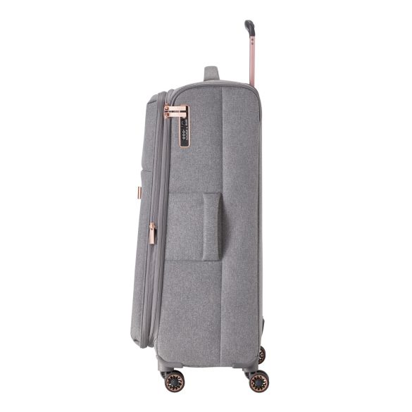Bőrönd TITAN Barbara L szürke 4 kerekű bővíthető nagy bőrönd