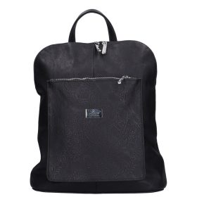 KAREN N 191 Fekete virág rostbőr női hátizsák