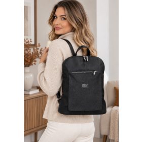 KAREN N 191 Fekete virág rostbőr női hátizsák