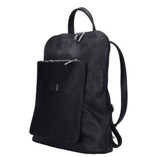 KAREN N 191 Fekete virág rostbőr női hátizsák