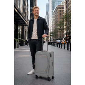   Travelite Umbria M Smoky grey bővíthető közepes méretű bőrönd