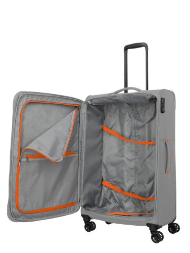 Travelite Umbria L Smoky grey bővíthető nagy méretű bőrönd
