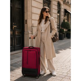 Travelite Crosslite M 4w piros közepes bőrönd