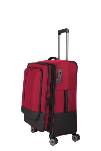 Travelite Crosslite M 4w piros közepes bőrönd