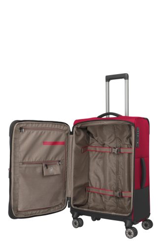 Travelite Crosslite M 4w piros közepes bőrönd