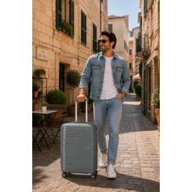 Travelite Pacific M 4w antracit közepes bőrönd
