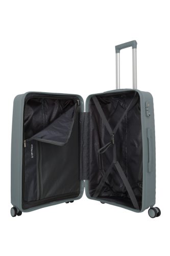 Travelite Pacific M 4w antracit közepes bőrönd