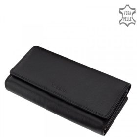 La Scala DCO452 fekete hátul kártyatartós bőr női pénztárca