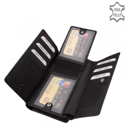 La Scala DCO452 fekete hátul kártyatartós bőr női pénztárca