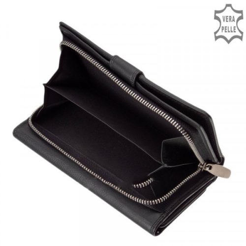 La Scala DCO452 fekete hátul kártyatartós bőr női pénztárca