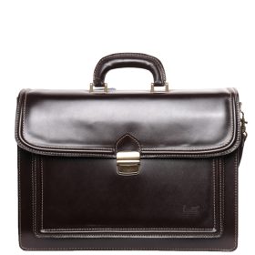 VALÓDI BŐR 3 rekeszes elől zsebes barna férfi aktatása