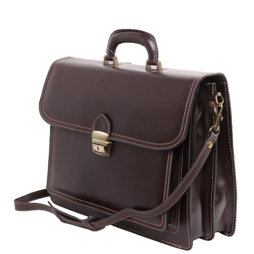 VALÓDI BŐR 2 rekeszes elől zsebes barna férfi aktatása