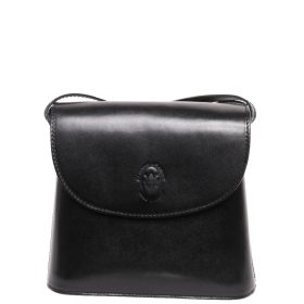 OLASZ BŐR kicsi áthajtós Fekete női táska